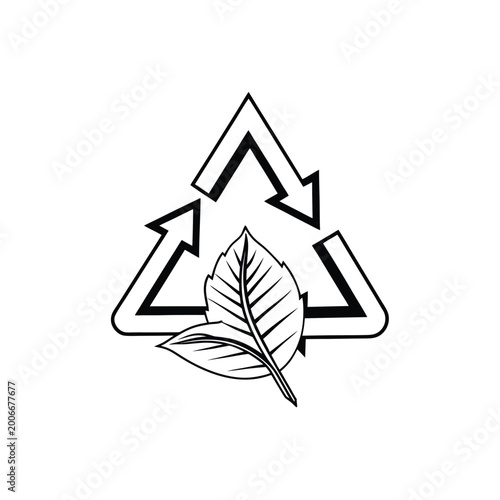 Recycle symbol with a green leaf, representing eco-friendly and sustainability concepts.