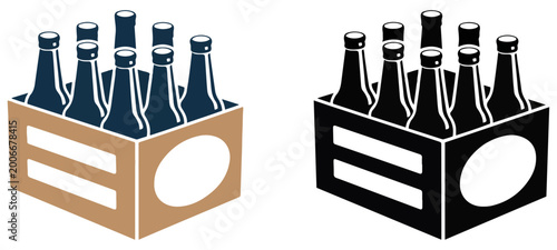 Tableau sur toile beer crate bottle case icon vector