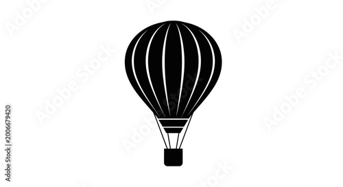 Photos Black hot air balloon silhouette isolated on white background