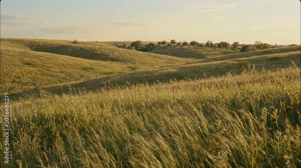 Obraz premium Serene Rolling Hills and Lush Green Fields Landscape