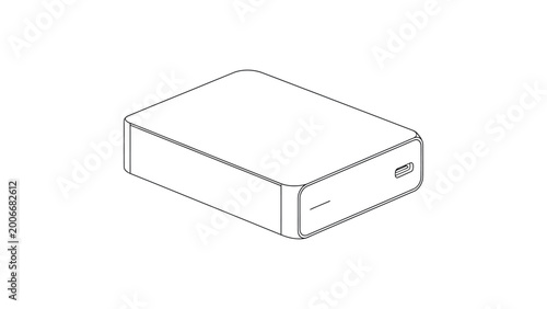 A line drawing of a portable power bank.