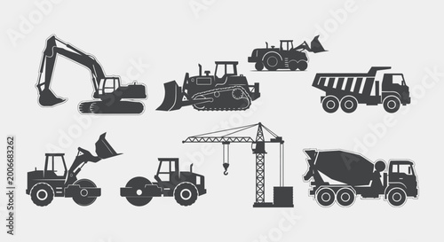 Photos Construction vehicles and heavy machinery.