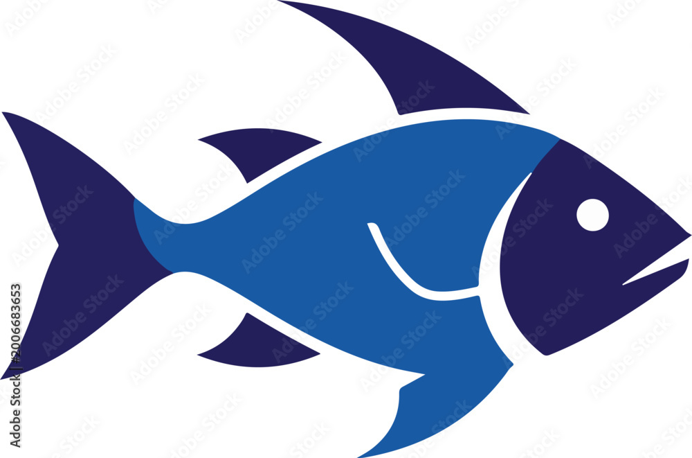 Fototapeta premium Blue fish logo icon vector illustration isolated on white