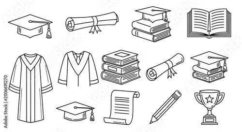 Fotografi Graduation Academic Education Icon Set.