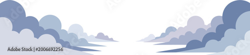 Cloud panoramic layered sky background with soft flat vector illustration style