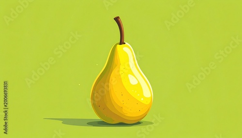 ripe yellow pear isolated on vibrant lime green gradient background