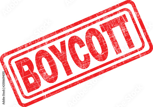 Фотография Red boycott stamp on white background