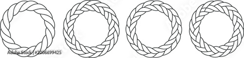 Tablou pe pânză Round rope frame vector set with circular braided borders and twisted cord patte