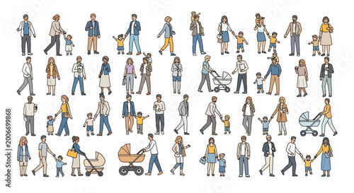 Принти на полотні Diverse group of people walking together.