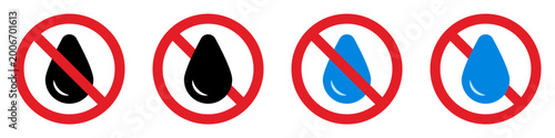 Free Download No Water icon set. Colorful no-water symbols indicating prohibition with vibrant drops. vector illustration on white background - GFXLoad