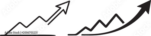 Fotografi Growth chart icon with increase trend profit and upward arrow minimal vector des
