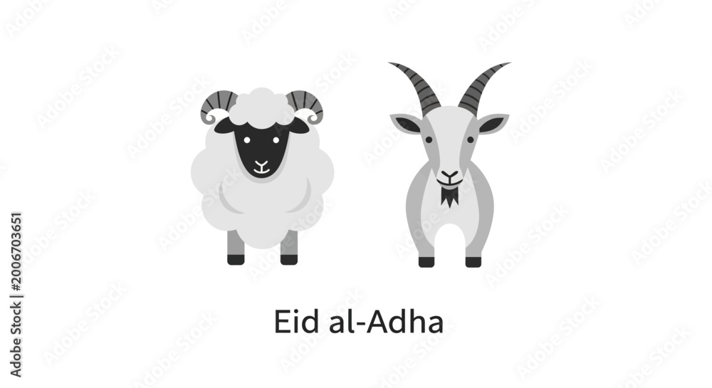 Fototapeta premium Sheep and goat standing side by side.