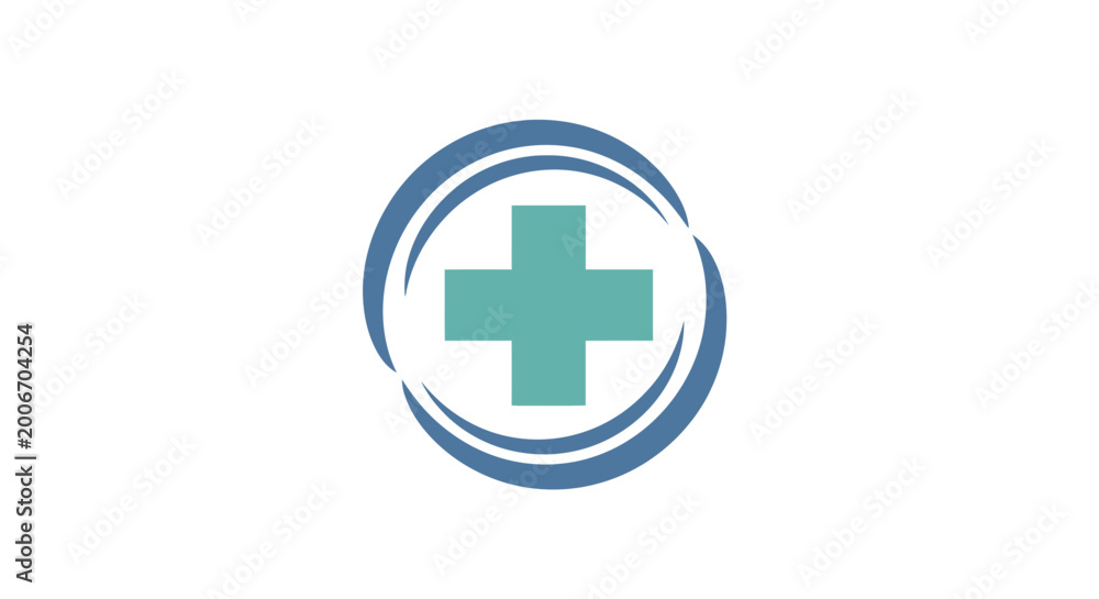 Obraz premium Green cross medical symbol logo.