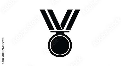 Bild auf Leinwand Black silhouette of a medal with ribbons on a white background silhouette high q