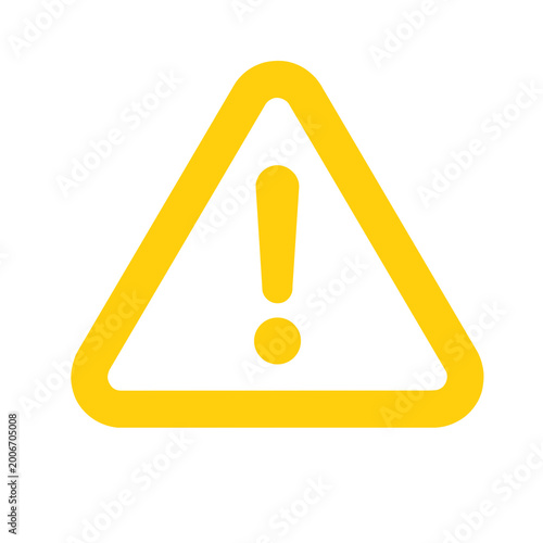 Fotografie Yellow warning triangle with exclamation mark icon, ecology alert symbol