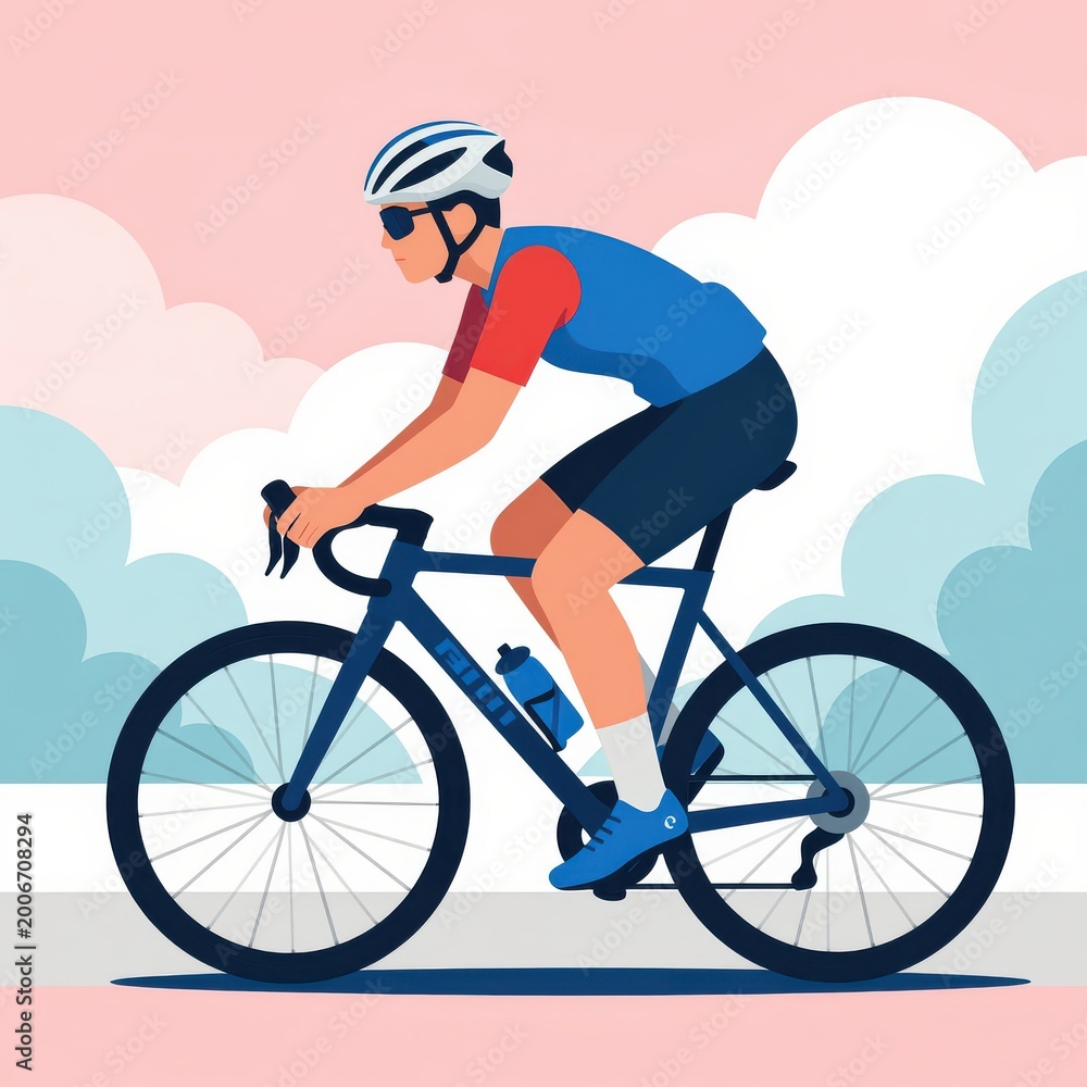 Naklejka premium Cyclist Riding Bicycle Outdoors in Bright Weather