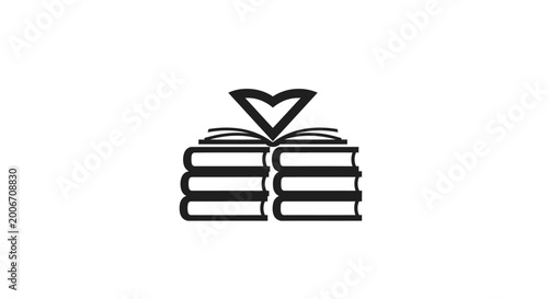 Stack of books with heart.