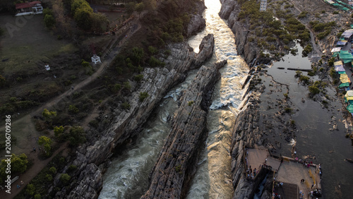 water flowing into the river