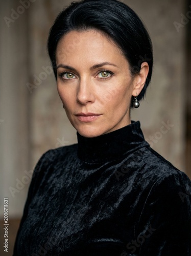 Portrait of woman in black dress