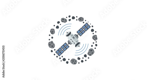 Foto Satellite in Space Orbiting Earth.
