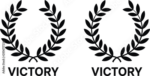 Photos Victory laurel wreath icons in solid flat black design award and champion symbol