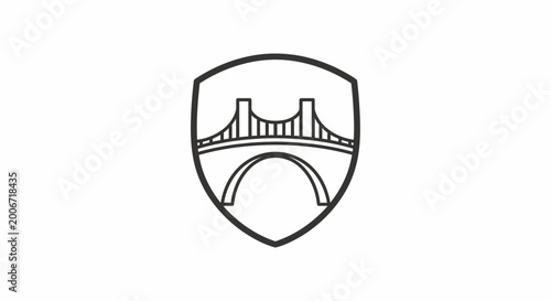 Bridge Icon Inside Shield Emblem.