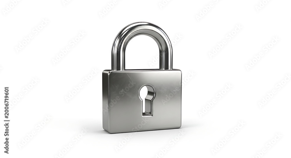 Naklejka premium silver padlock isolated on white background