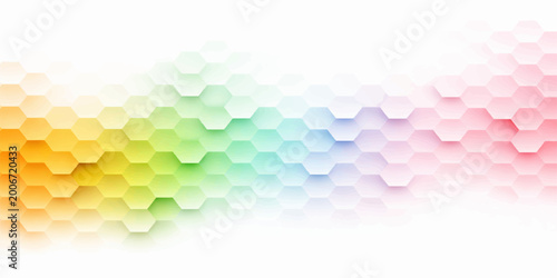 Obraz na płótnie Abstract colorful vector background with glowing hexagon shapes, soft bokeh ligh