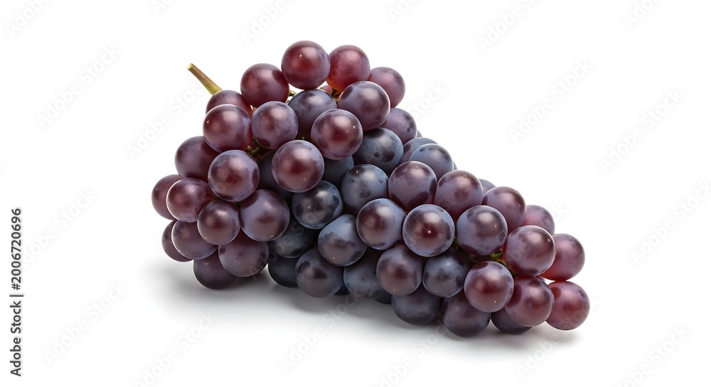 Fototapeta premium Fresh purple grapes bunch isolated on white background