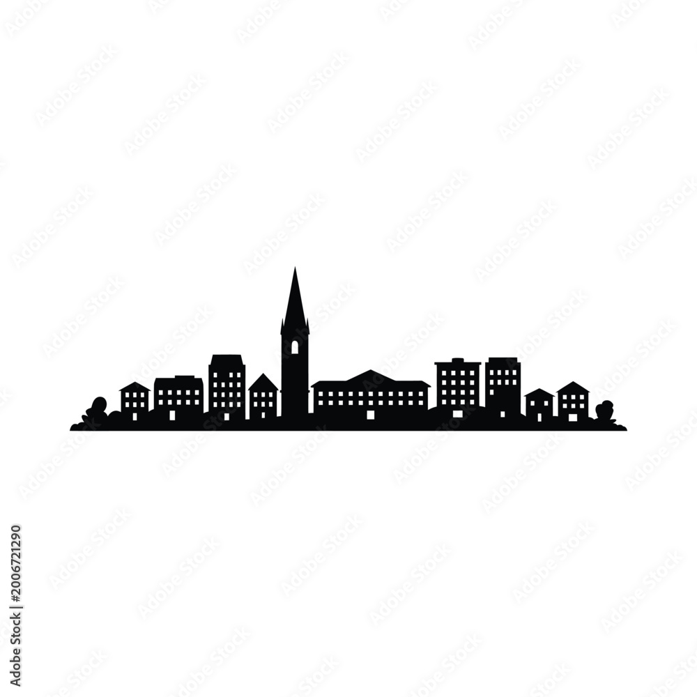 Obraz premium City skyline silhouette against a white background urban landscape illustration