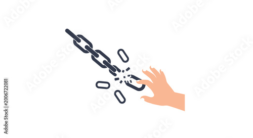Fotografia Hand breaking free from metal chain.