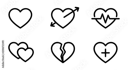 Photos Collection of heart icons in various styles and symbols