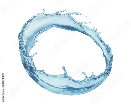 Abstract Floating Water Circle Splash Effect Dreamy Watercolor Vector Illustration Isolated on White Background