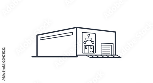 Simple line drawing of a warehouse.