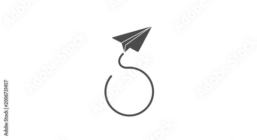 Simple Line Drawing of Paper Plane Ring.