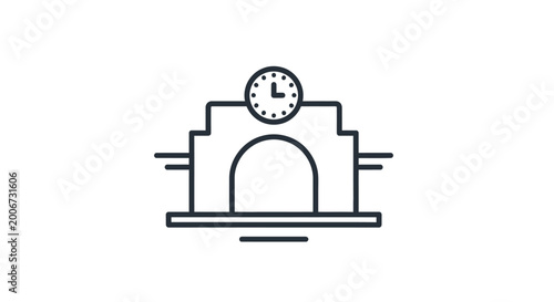 Simple line drawing of train station.