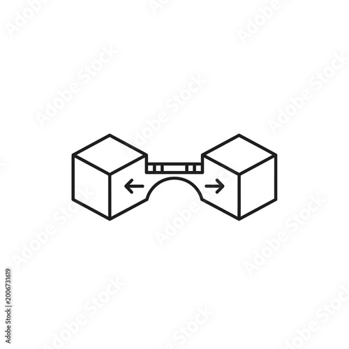 Simple Line Drawing of Two Cubes Connected.