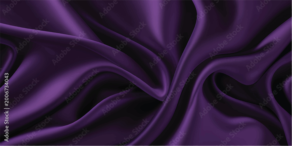 Obraz premium A smooth purple silk and violet satin fabric background creates an elegant textile texture with soft luxury waves and shiny drapery curves for a sophisticated violet material backdrop