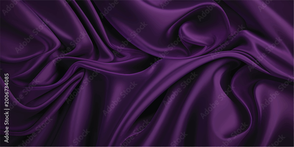 Obraz premium Smooth purple and pink silk satin fabric background with soft wavy texture and elegant shiny drapery creates a luxury textile backdrop for romantic decoration