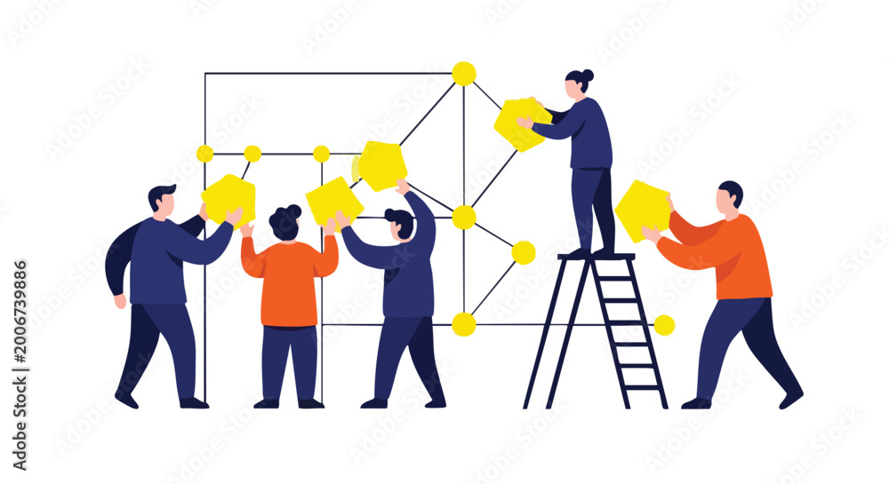 Fototapeta premium Collaborative professional team implementing complex digital infrastructure and agile workflow solutions for enterprise scalability
