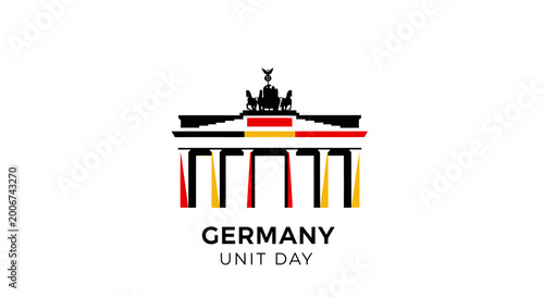 Bild auf Leinwand Brandenburg Gate Germany Unity Day Logo.