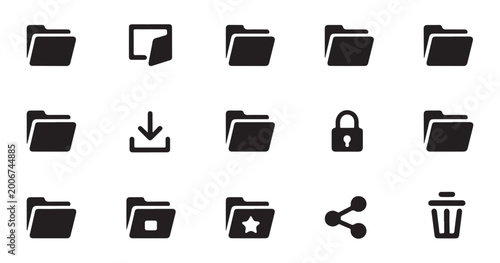 Obraz na plátne Modern document folder icon collection for computer operating system and user interface development