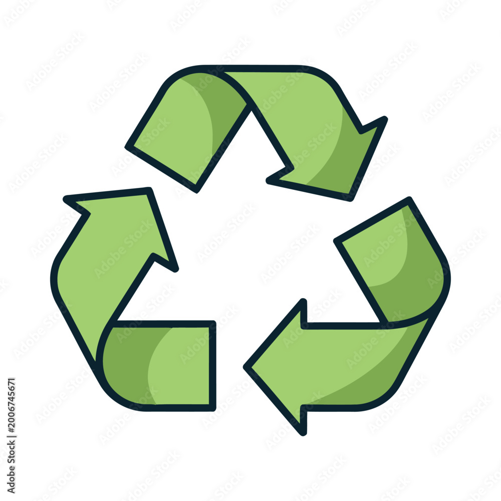 Obraz premium Green recycling symbol made of three arrows in circular motion