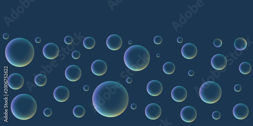 Abstract Floating Gradient Spheres Pattern on Dark Background Modern 3D Bubbles