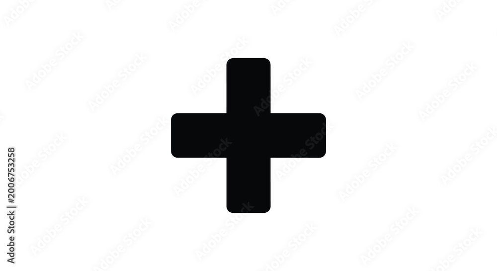 Obraz premium Black plus sign symbol on a white background simple graphic silhouette high quality professional