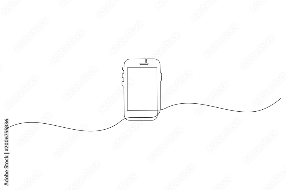 Obraz premium Smartphone modern one line drawing minimal clean outline icon design