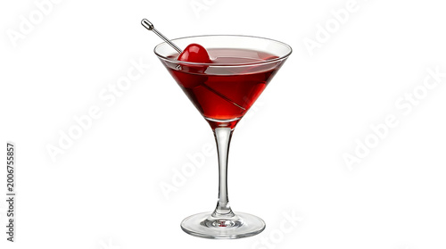 Red cocktail in a martini glass with cherry