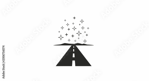 Cuadro en lienzo Roadway Leads to Sparkling Starry Night.