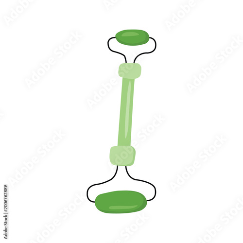 Trendy green facial roller illustration for skincare ads