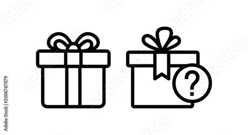 Gift box with question mark icon surprise question celebration illustration minimalist background isolated giftgiving occasion excitement anticipation giveaway